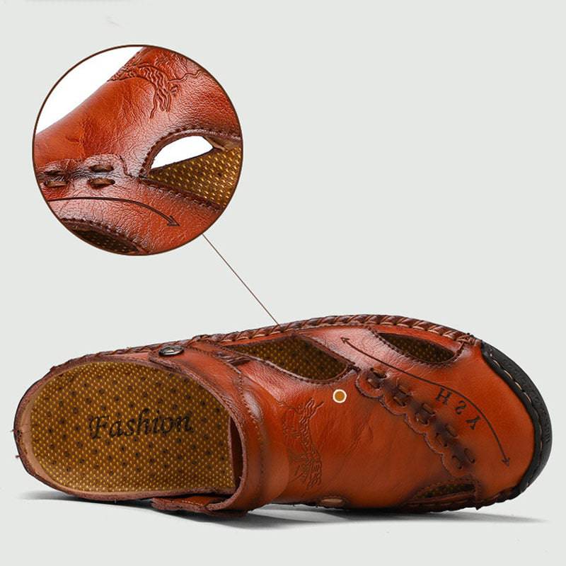 Bazorn Men's Casual Breathable Handmade Leather Sandals