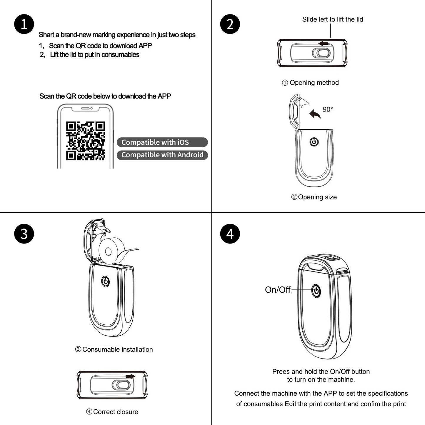Wireless Bluetooth Mini Thermal Label Maker Printer