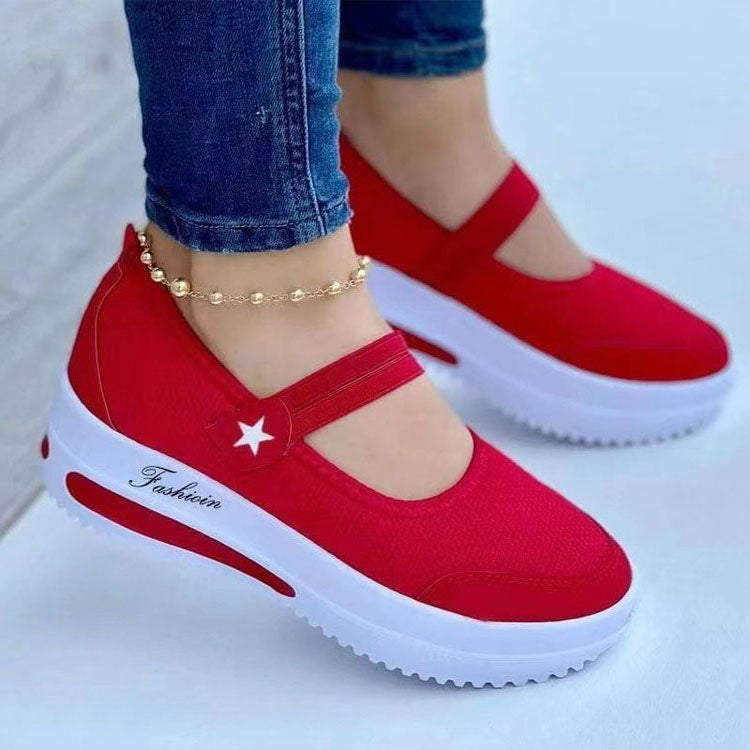 Bazorn Ladies Fly Knit Low Top Mesh Wedge Round Toe Shoes