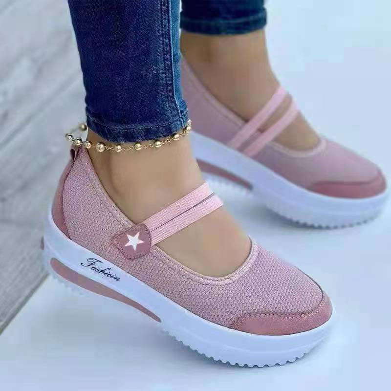 Bazorn Ladies Fly Knit Low Top Mesh Wedge Round Toe Shoes