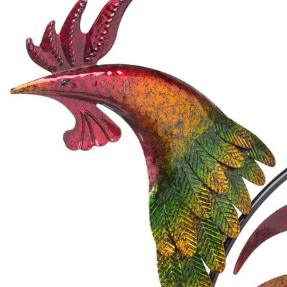 Bazorn Iridescent Rooster Wind Spinner Garden Decor