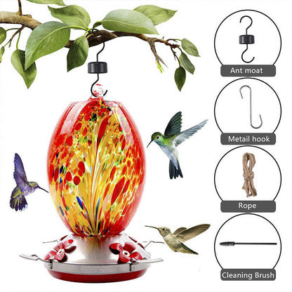 Bazorn Hummingbird Feeder Hand Blown Glass