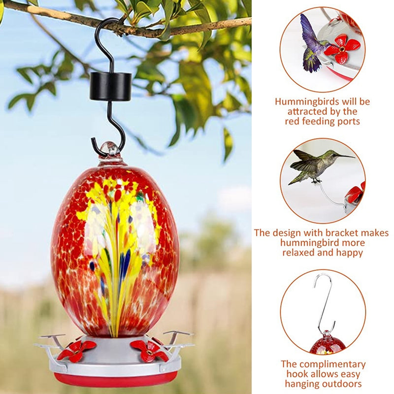 Bazorn Hummingbird Feeder Hand Blown Glass