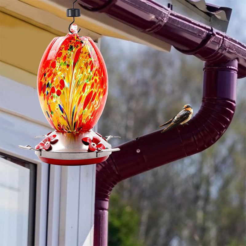 Bazorn Hummingbird Feeder Hand Blown Glass
