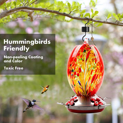 Bazorn Hummingbird Feeder Hand Blown Glass