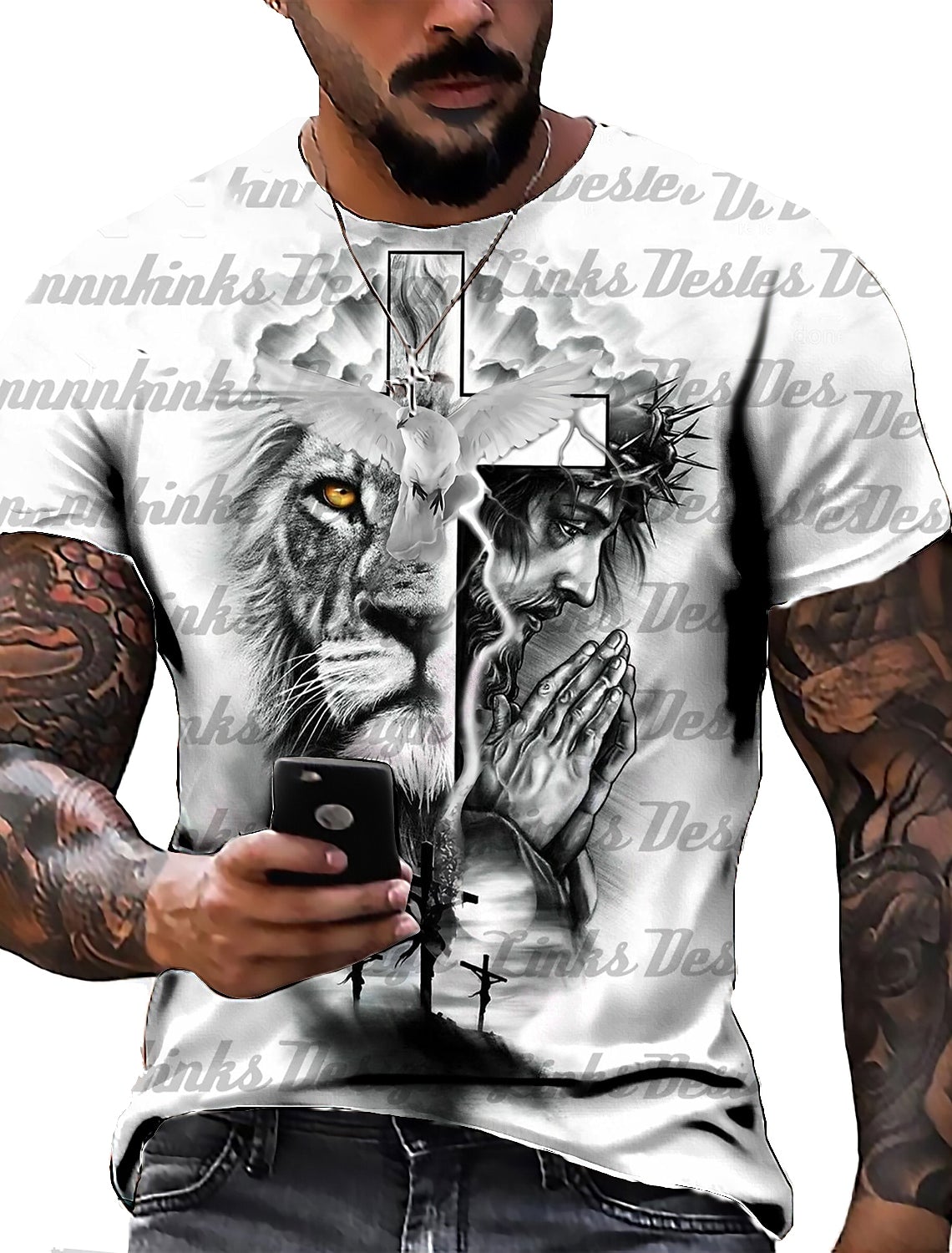 Mens Tee T-shirt Shirt 3D Print Graphic Prints Lion Print Short Sleeve Daily Tops