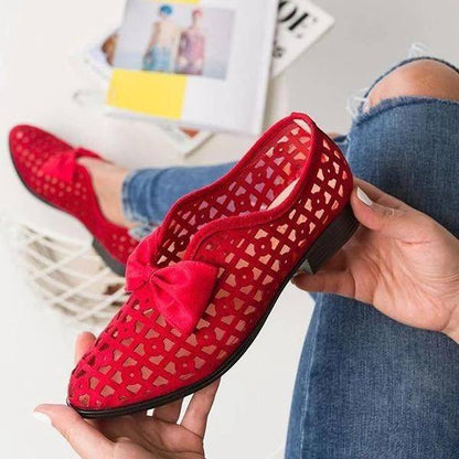 Bazorn Women's Bowknot Hollow-out Flat Heel Flats