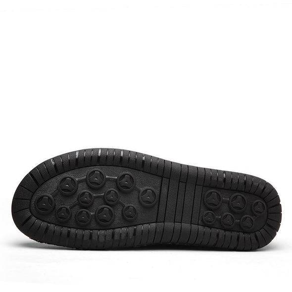 Bazorn Men Hand Stitching Zipper Slip-ons Leather Shoes