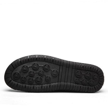 Bazorn Men Hand Stitching Zipper Slip-ons Leather Shoes