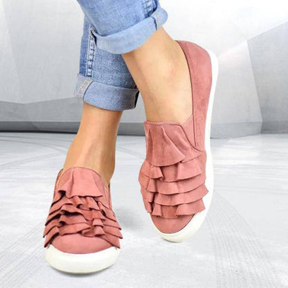 Bazorn Fashion Ruffle Side Flat Shoes