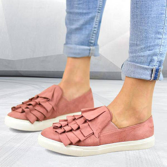 Bazorn Fashion Ruffle Side Flat Shoes