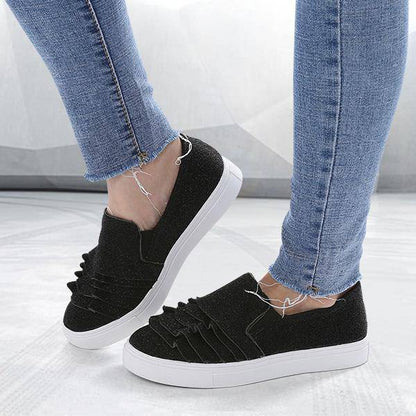 Bazorn Fashion Ruffle Side Flat Shoes
