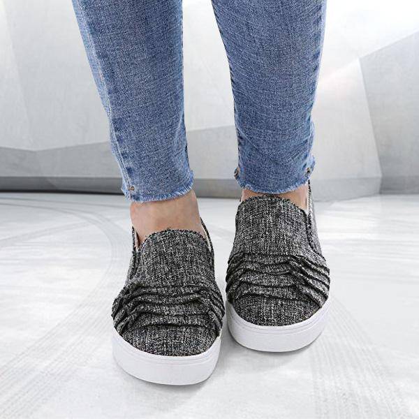Bazorn Fashion Ruffle Side Flat Shoes