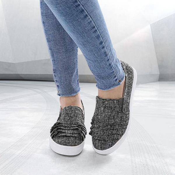 Bazorn Fashion Ruffle Side Flat Shoes