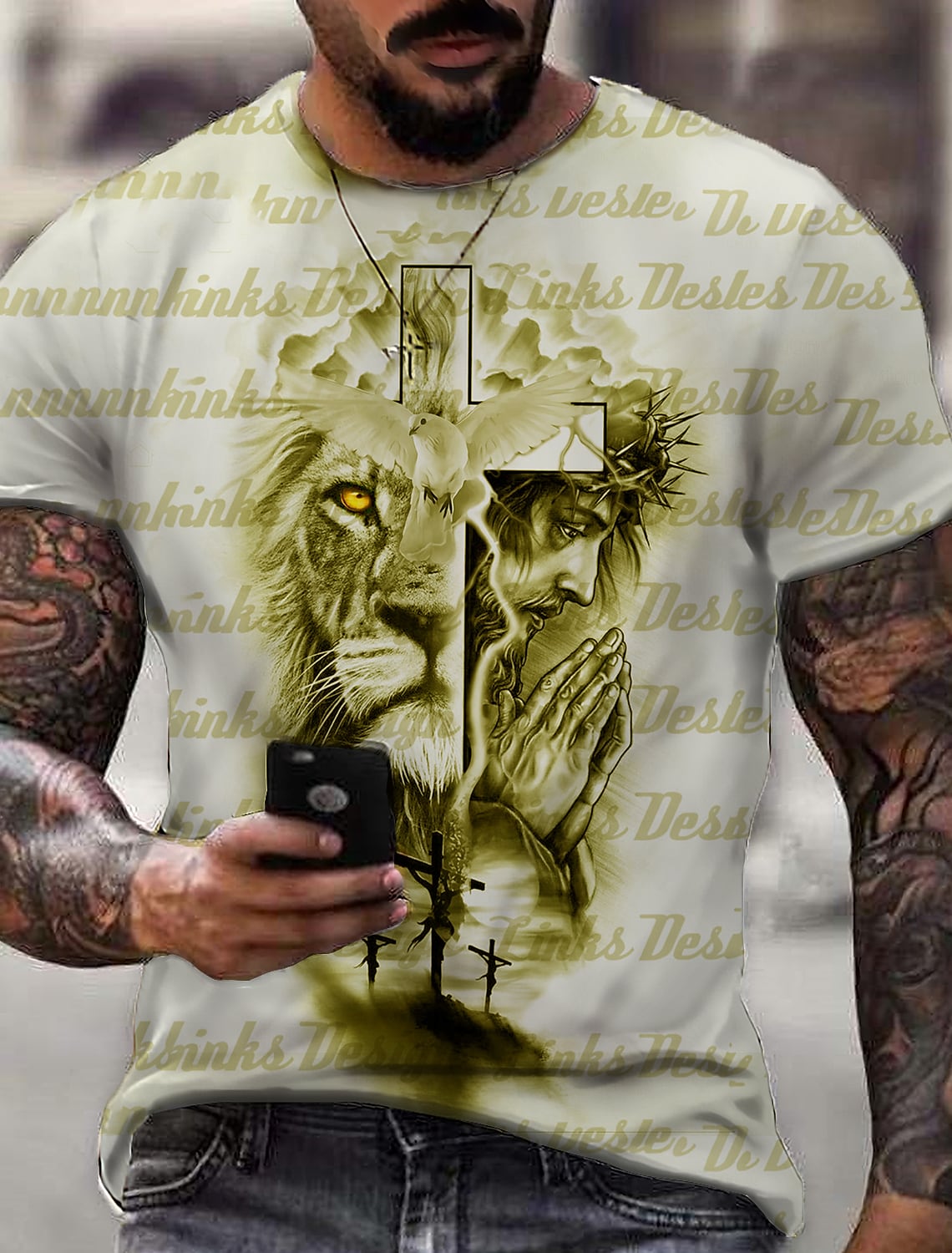 Mens Tee T-shirt Shirt 3D Print Graphic Prints Lion Print Short Sleeve Daily Tops