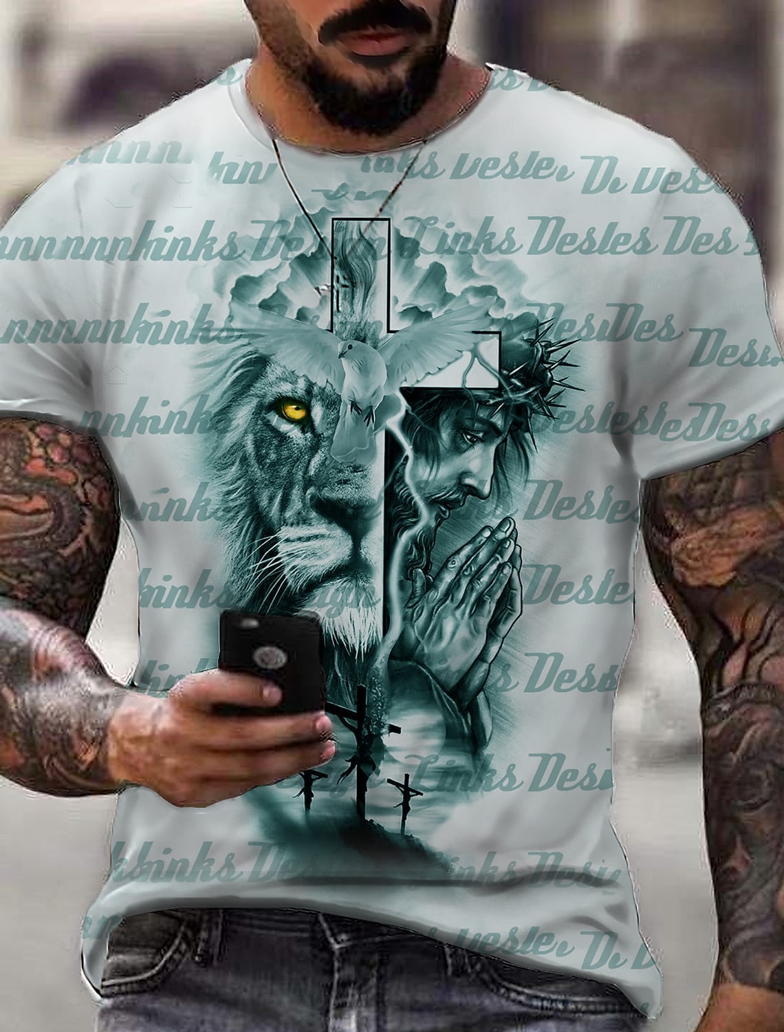 Mens Tee T-shirt Shirt 3D Print Graphic Prints Lion Print Short Sleeve Daily Tops